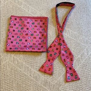 Men’s silks bow tie and pocket square set